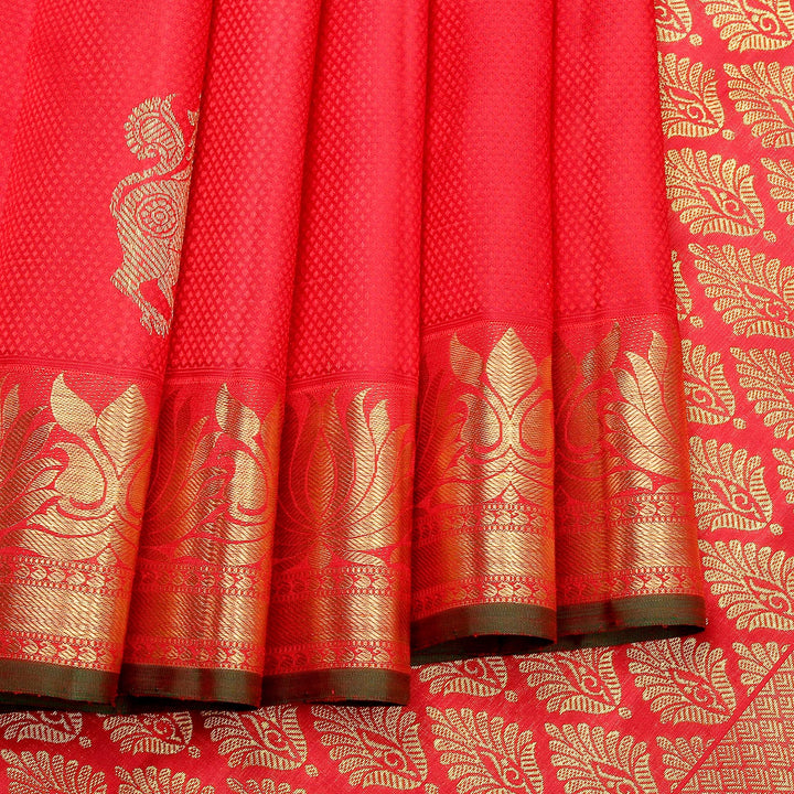 Kuberan Royal Red Pure Kanchivaram Silk Saree