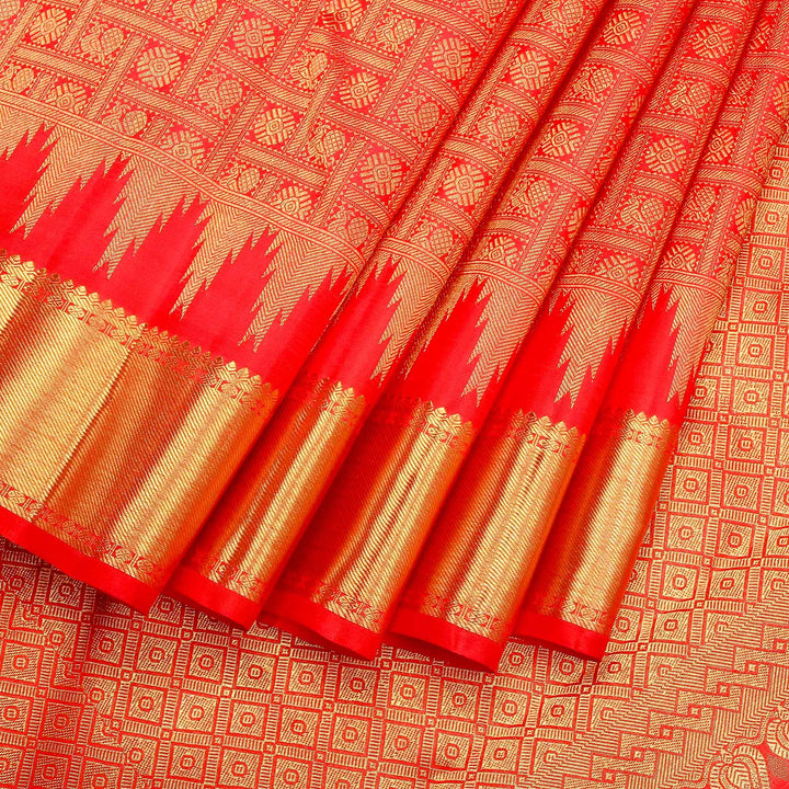 Kuberan Red Pure Kanchivaram Silk Saree