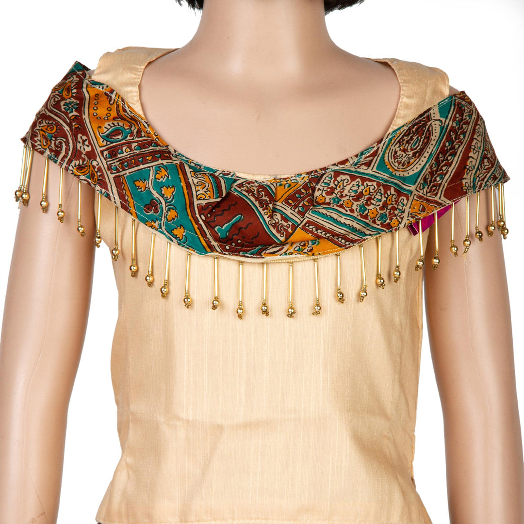 Kuberan Brown Cream Art Silk Readymade Pavada
