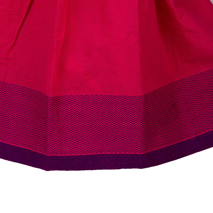 Kuberan Pink Cream Cotton Readymade Pavada