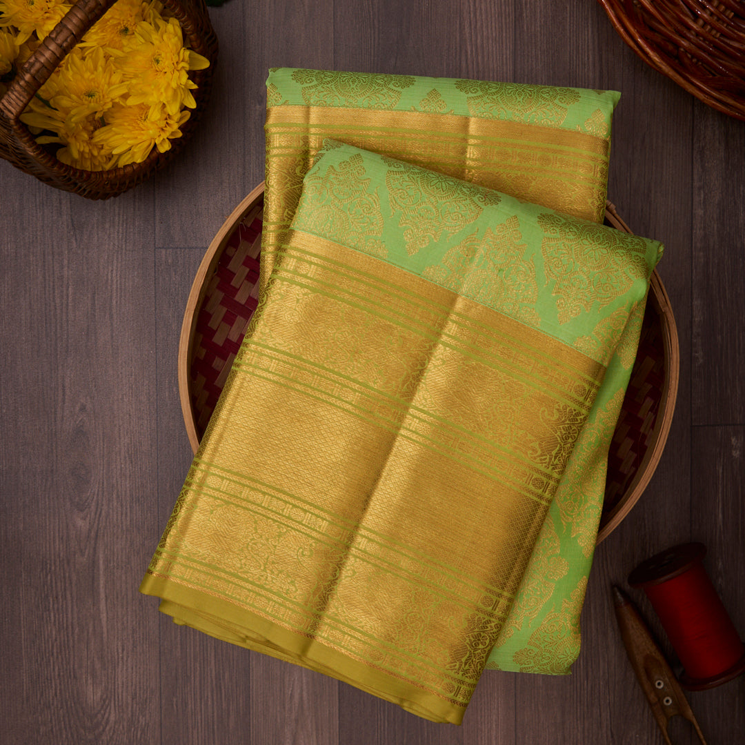 Pista Color Kanchivaram Silk Saree