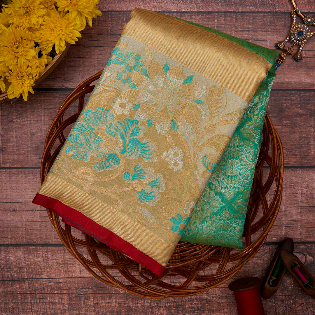 Blue with Gold Border Kanchivaram Silk Saree