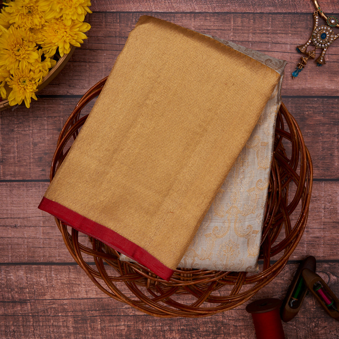 Silver with Gold Border Kanchivaram Silk Saree 