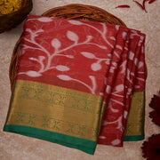Kuberan Red With Green Border Cotton Saree