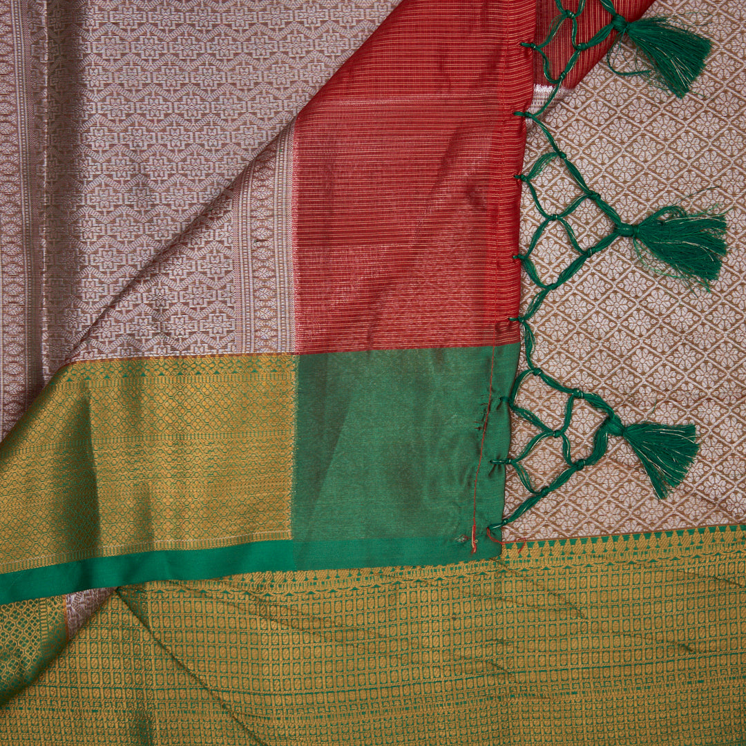 Kuberan Red With Green Border Cotton Saree