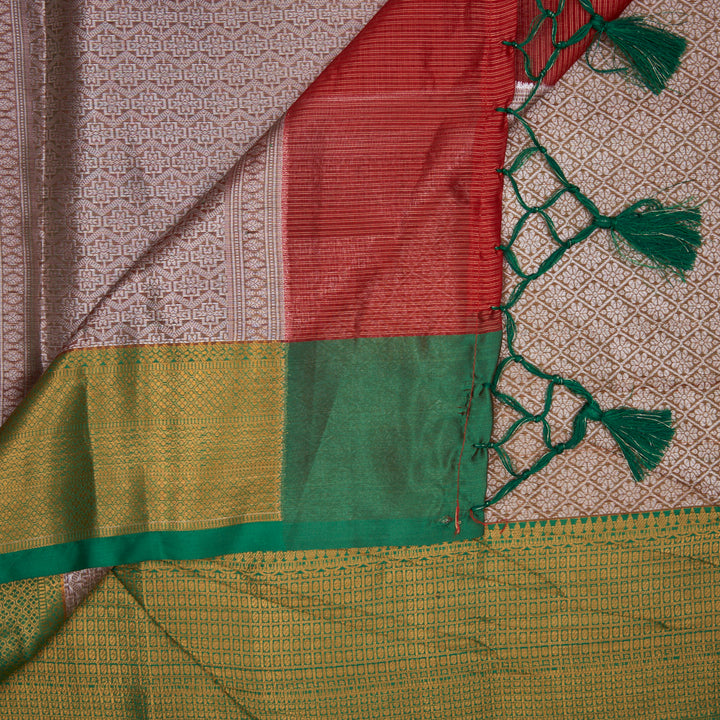 Kuberan Red With Green Border Cotton Saree