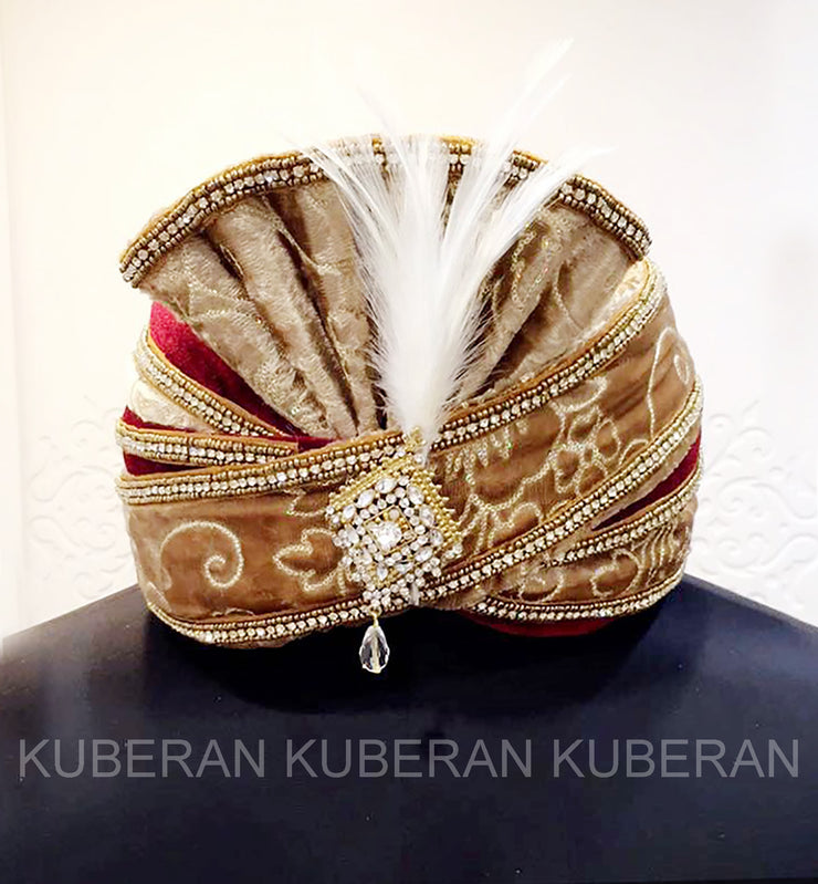 Kuberan Golden Cream Wedding Safa