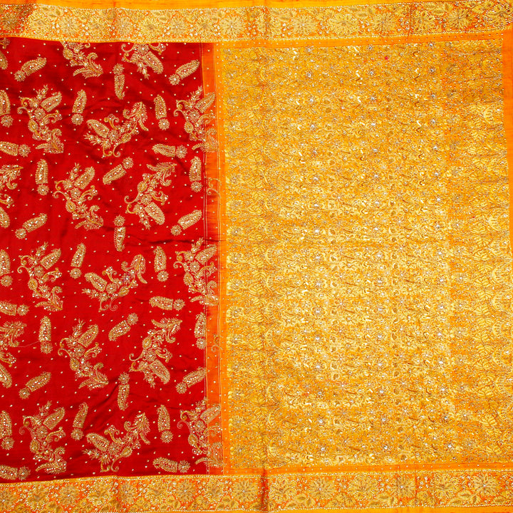 Kuberan Red and Yellow Fancy Saree