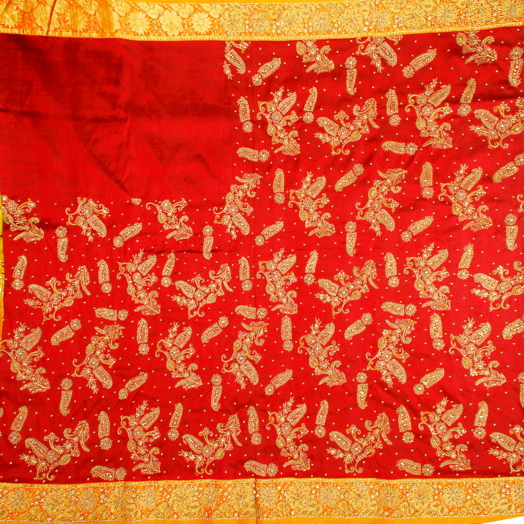 Kuberan Red and Yellow Fancy Saree