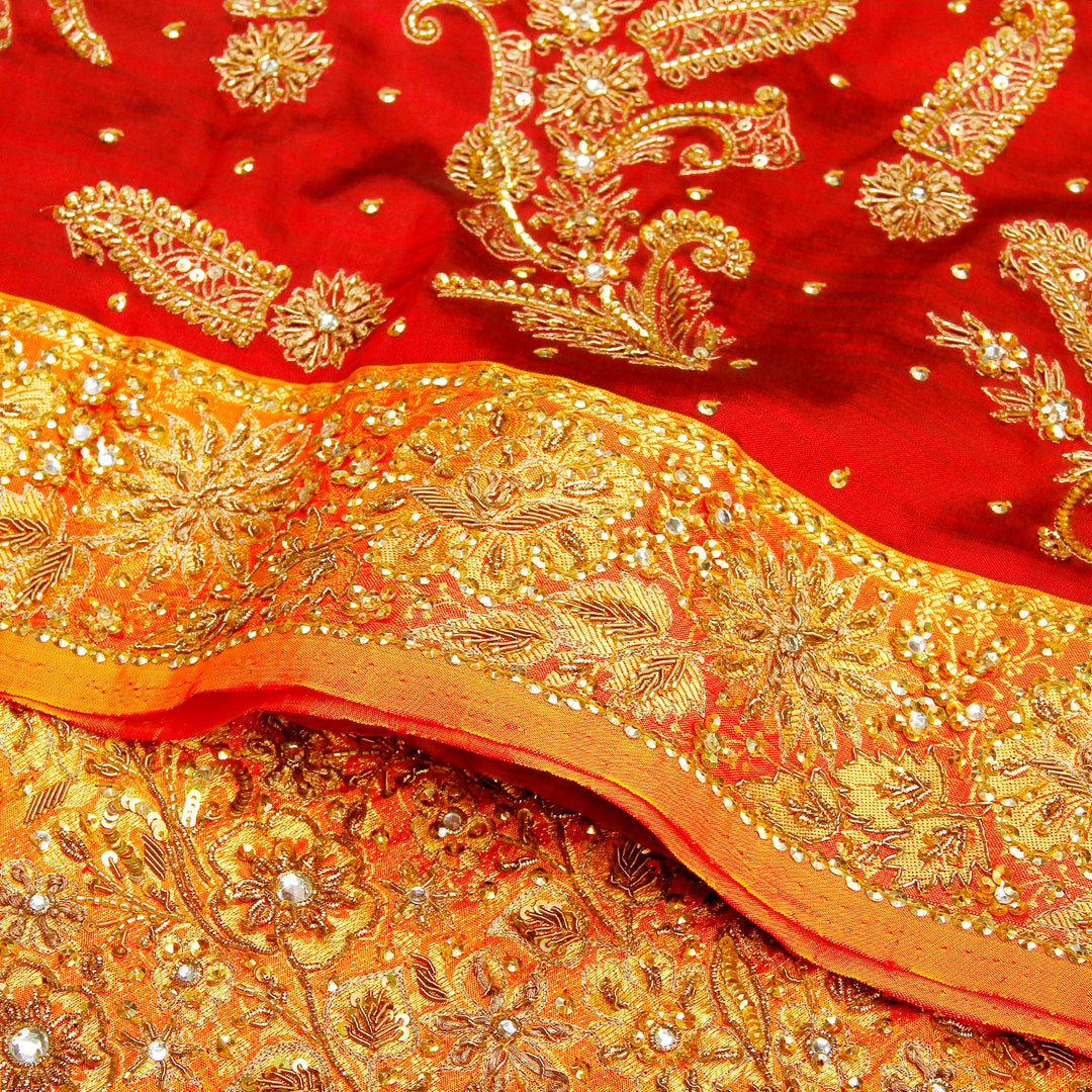 Kuberan Red and Yellow Fancy Saree