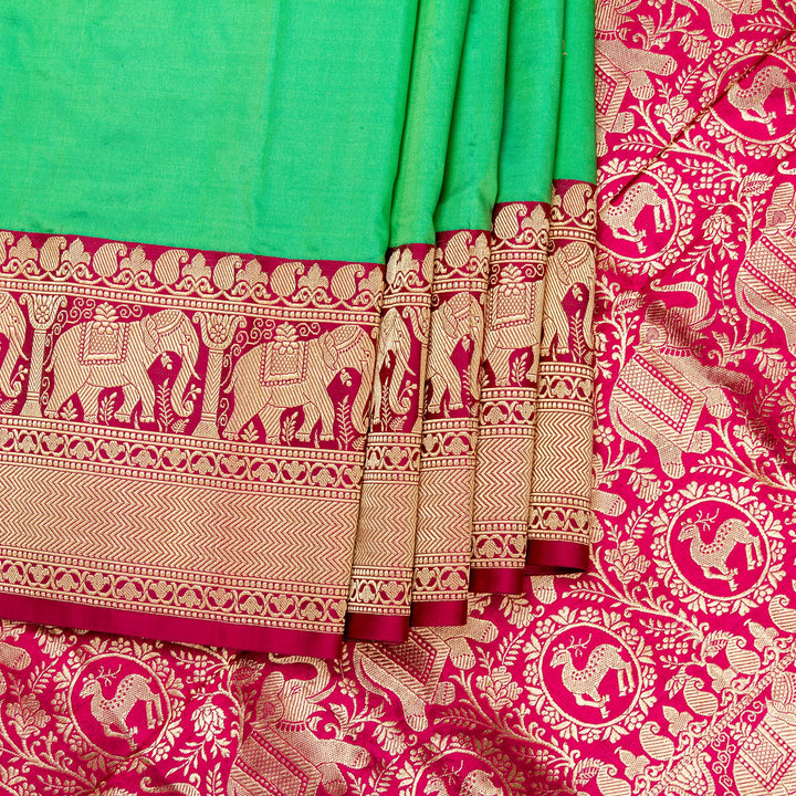 Kuberan Pista Pink Banarasi Saree