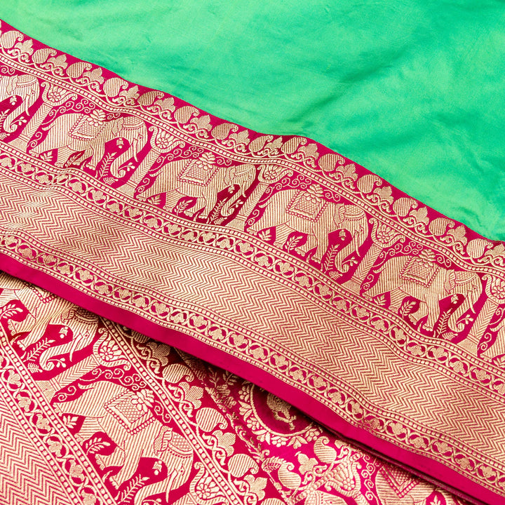 Kuberan Pista Pink Banarasi Saree