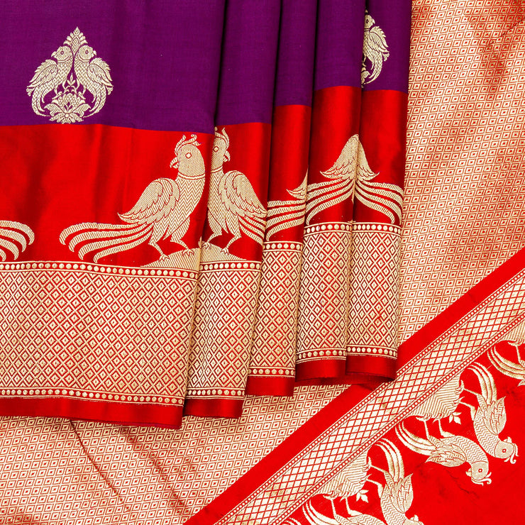Kuberan Purple Red Banarasi Saree