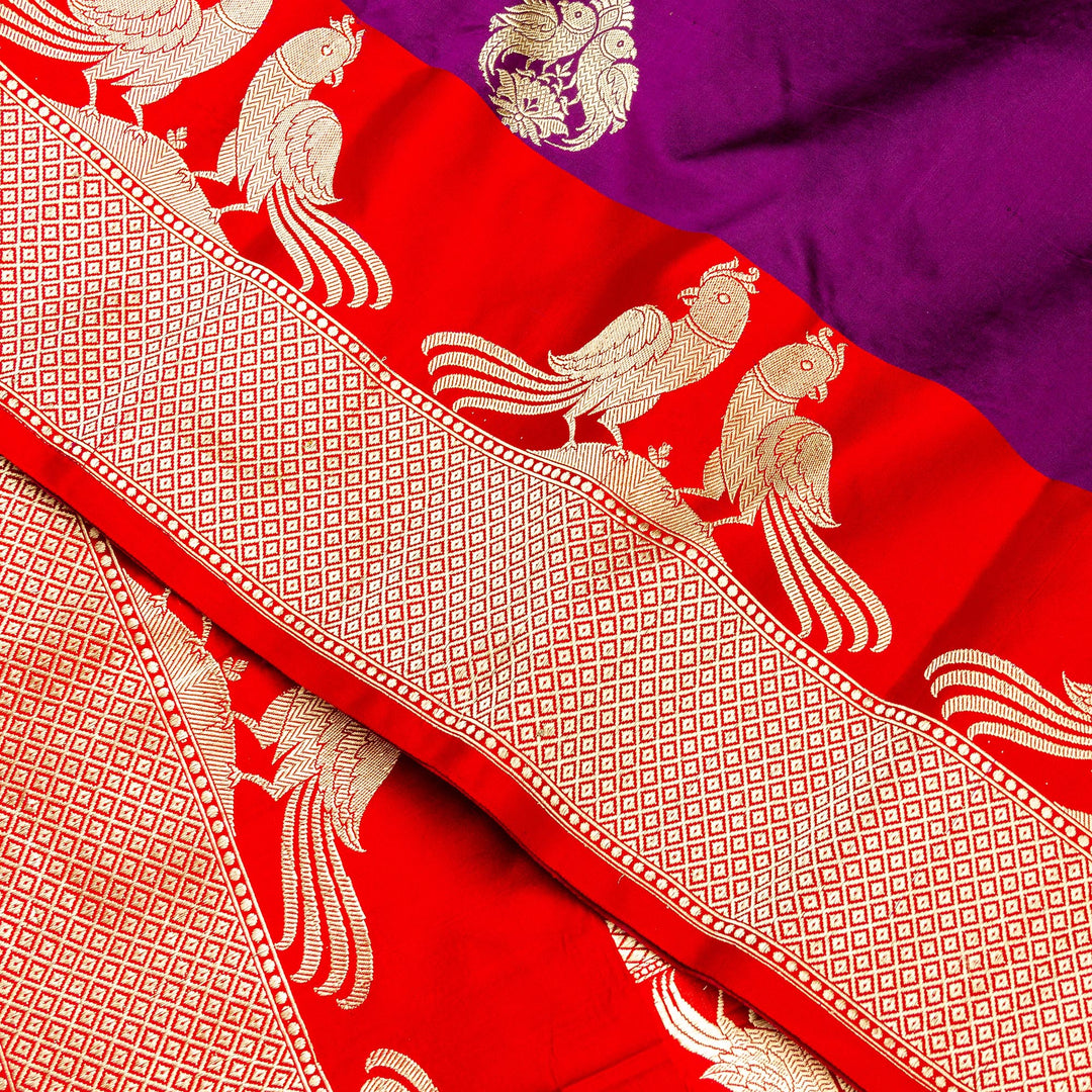 Kuberan Purple Red Banarasi Saree