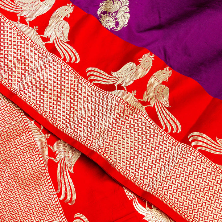 Kuberan Purple Red Banarasi Saree