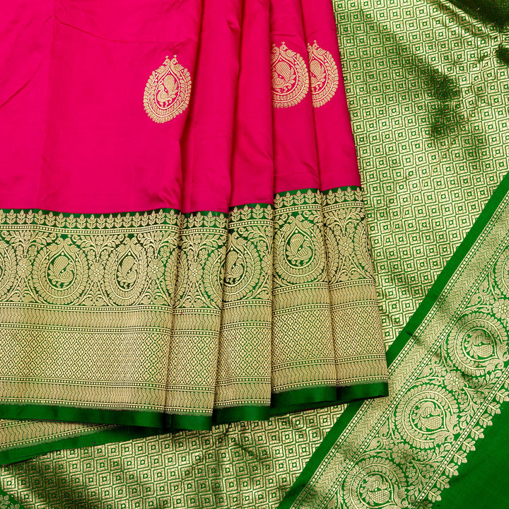 Kuberan Pink Green Banarasi Saree