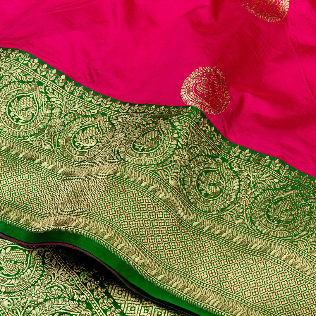 Kuberan Pink Green Banarasi Saree