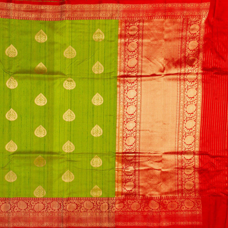 Kuberan Green Red Banarasi Saree