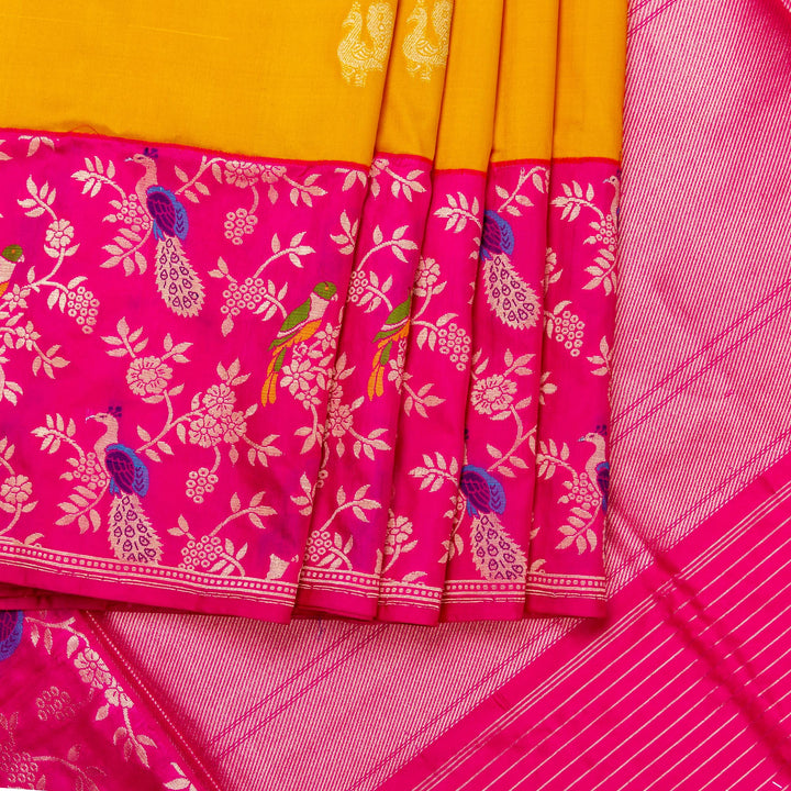 Kuberan Yellow Pink Banarasi Saree