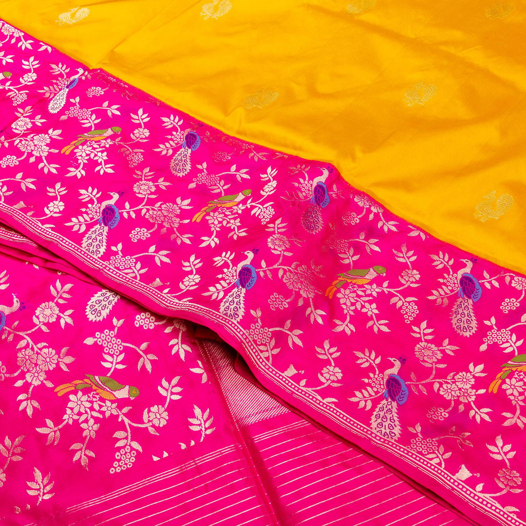 Kuberan Yellow Pink Banarasi Saree