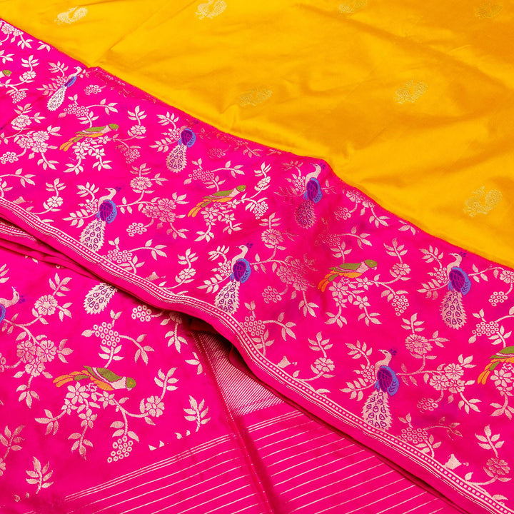Kuberan Yellow Pink Banarasi Saree