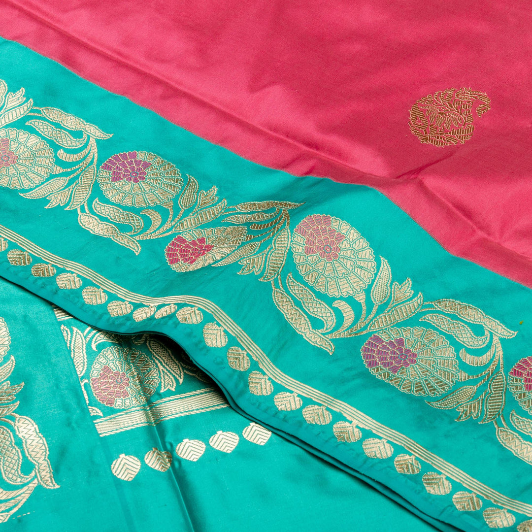 Kuberan Pink Blue Banarasi Saree