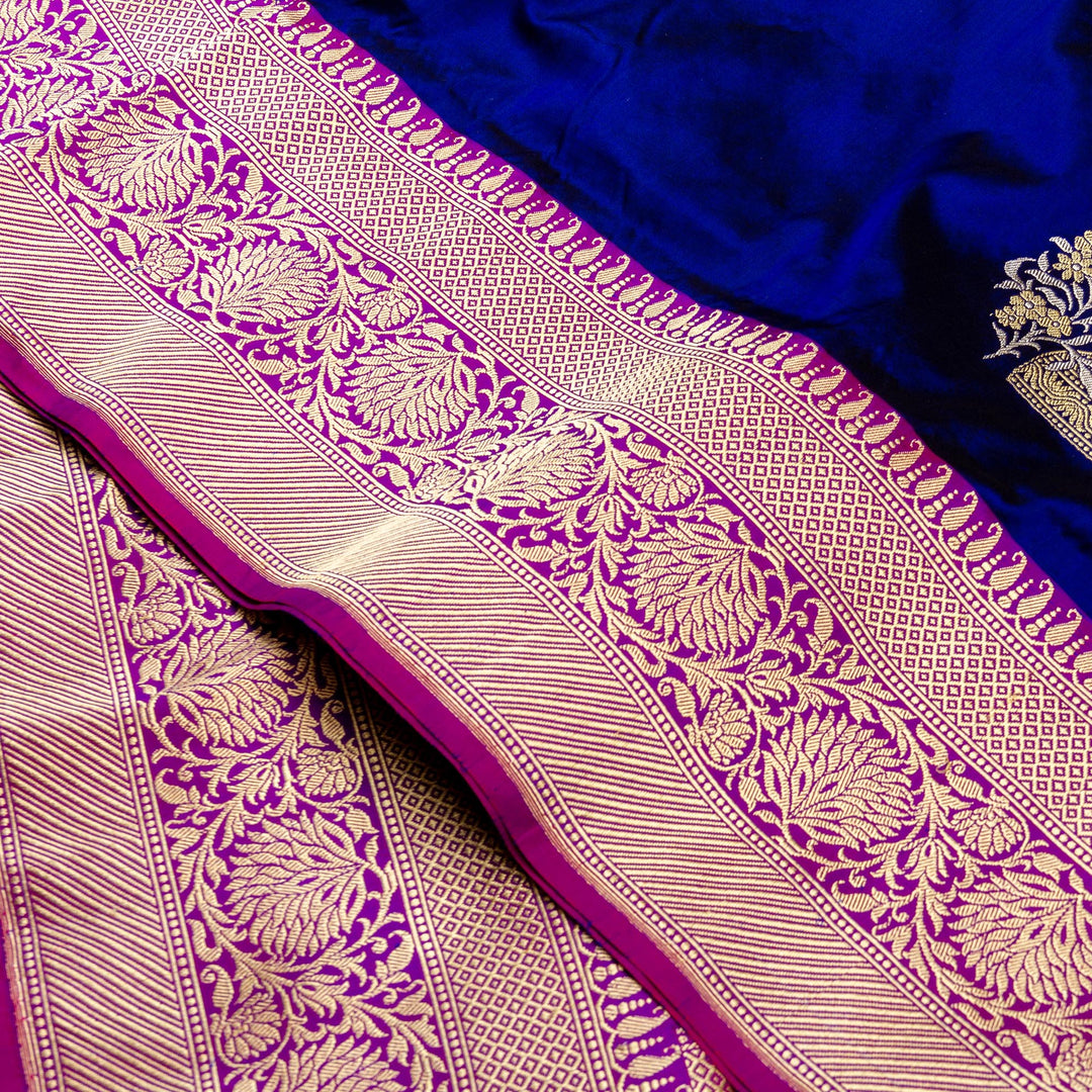 Kuberan Navy Blue Banarasi Saree