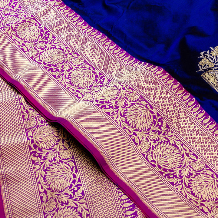 Kuberan Navy Blue Banarasi Saree