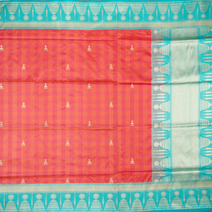 Kuberan Peach Blue Banarasi Saree