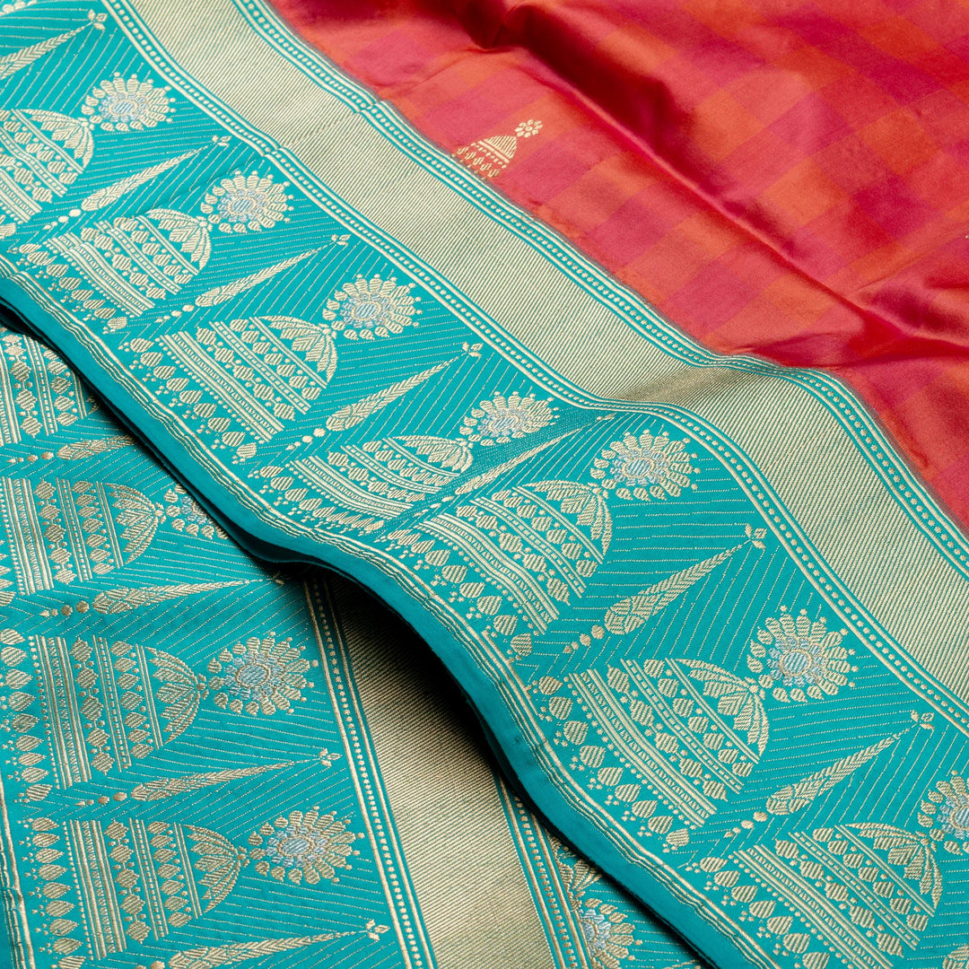 Kuberan Peach Blue Banarasi Saree