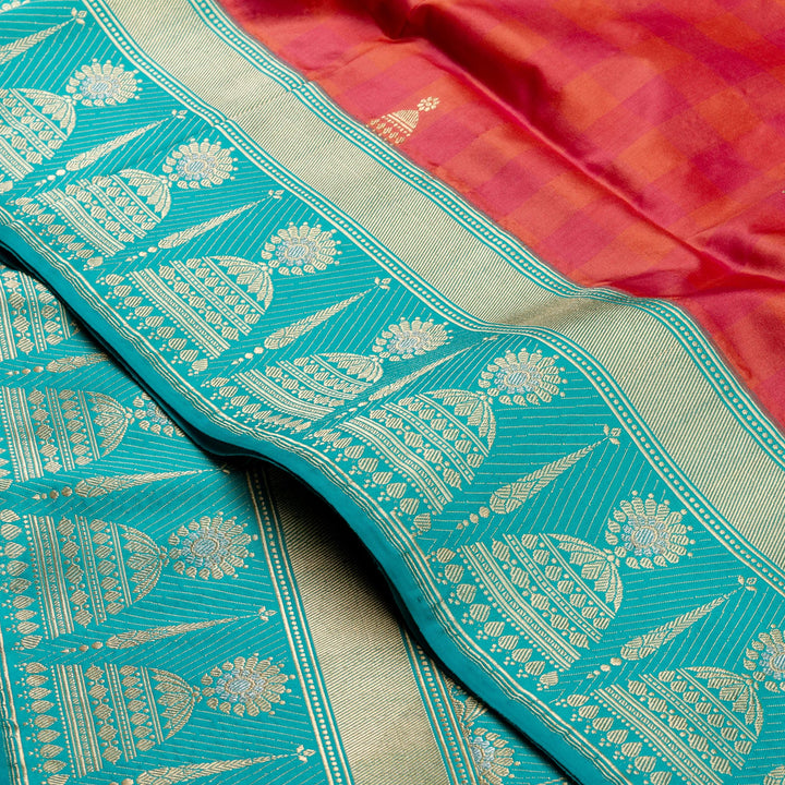 Kuberan Peach Blue Banarasi Saree