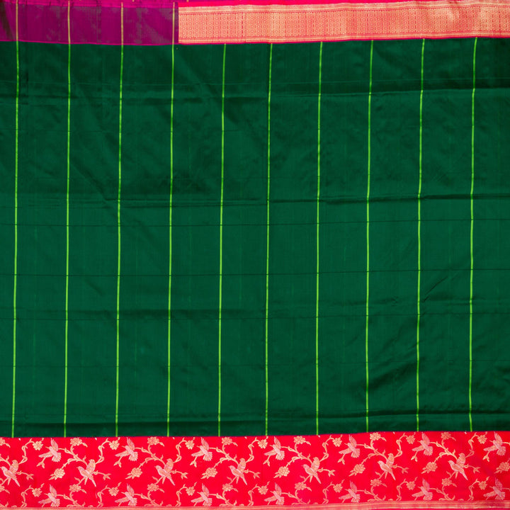 Kuberan Green Pink Banarasi Saree