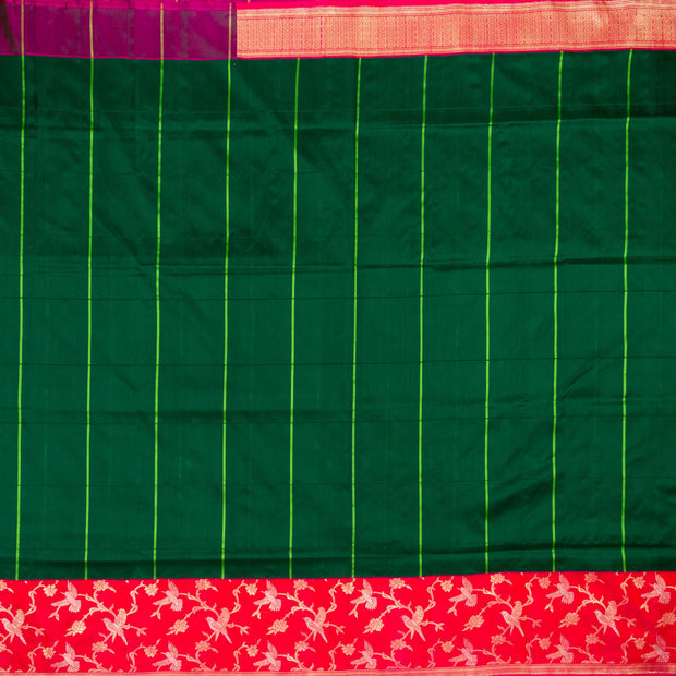 Kuberan Green Pink Banarasi Saree