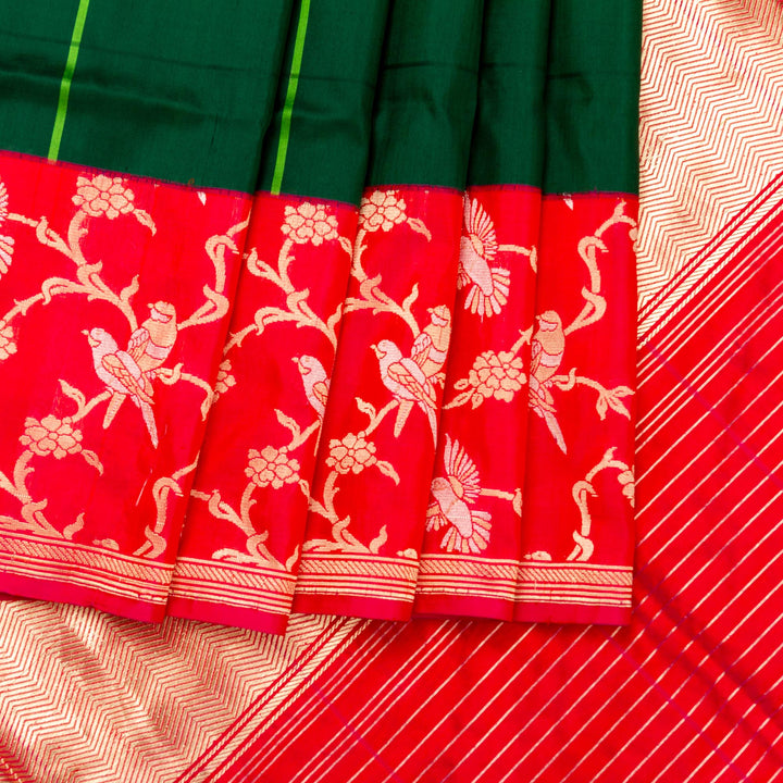 Kuberan Green Pink Banarasi Saree