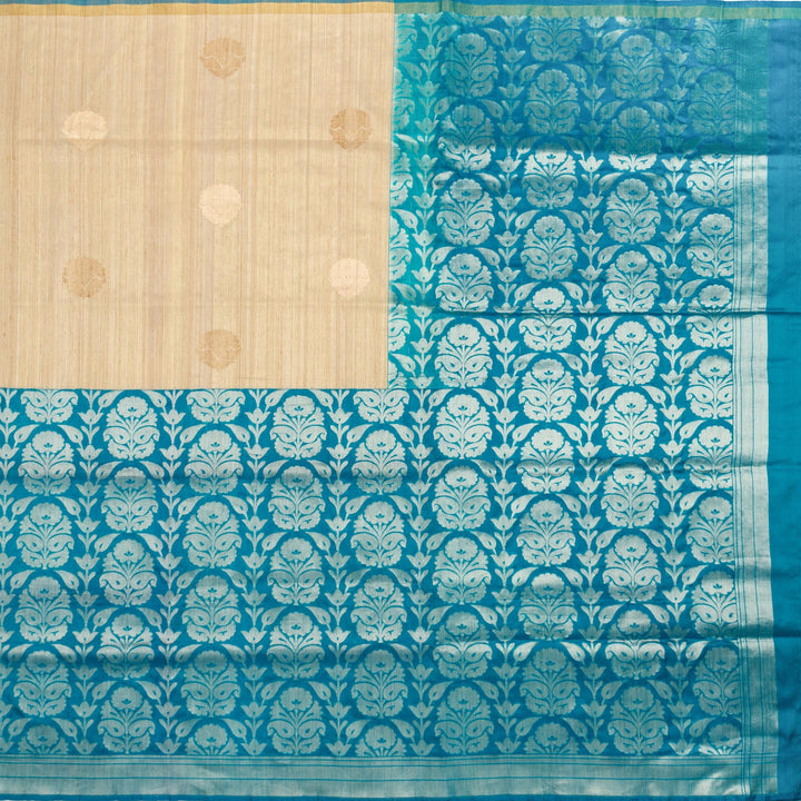 Kuberan Cream Blue Banarasi Saree