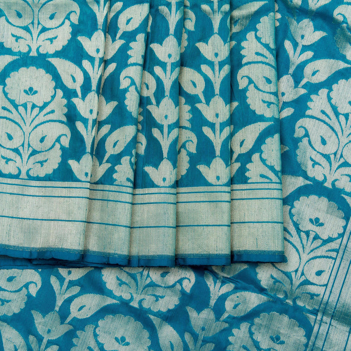 Kuberan Cream Blue Banarasi Saree