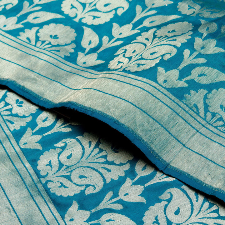 Kuberan Cream Blue Banarasi Saree