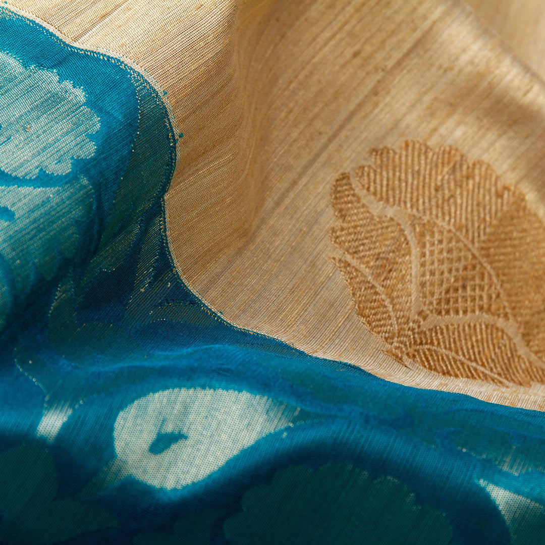 Kuberan Cream Blue Banarasi Saree