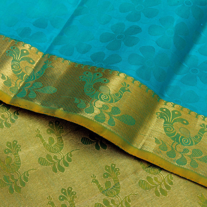 Kuberan Sky Blue Green Kanchivaram Silk Saree
