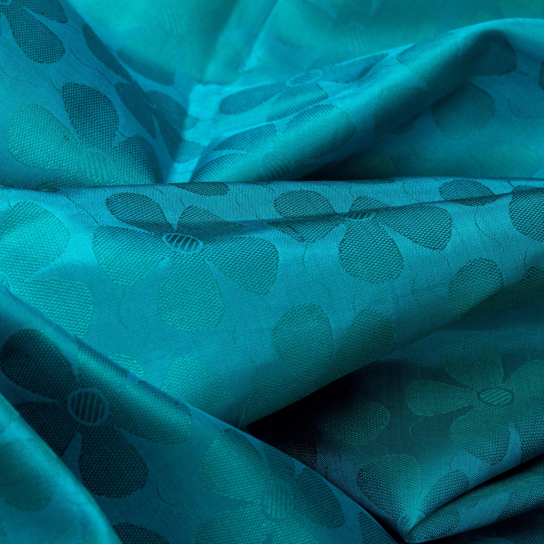 Kuberan Sky Blue Green Kanchivaram Silk Saree