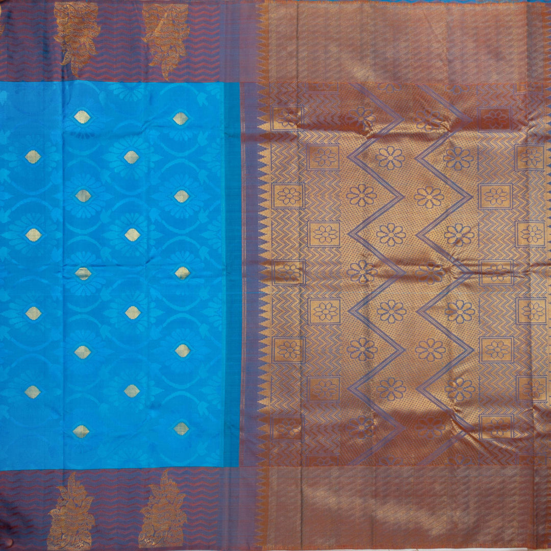 Kuberan Blue Copper Kanchivaram Silk Saree