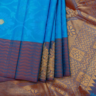 Kuberan Blue Copper Kanchivaram Silk Saree