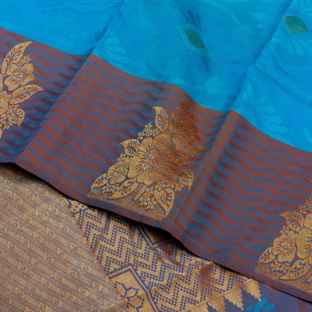 Kuberan Blue Copper Kanchivaram Silk Saree