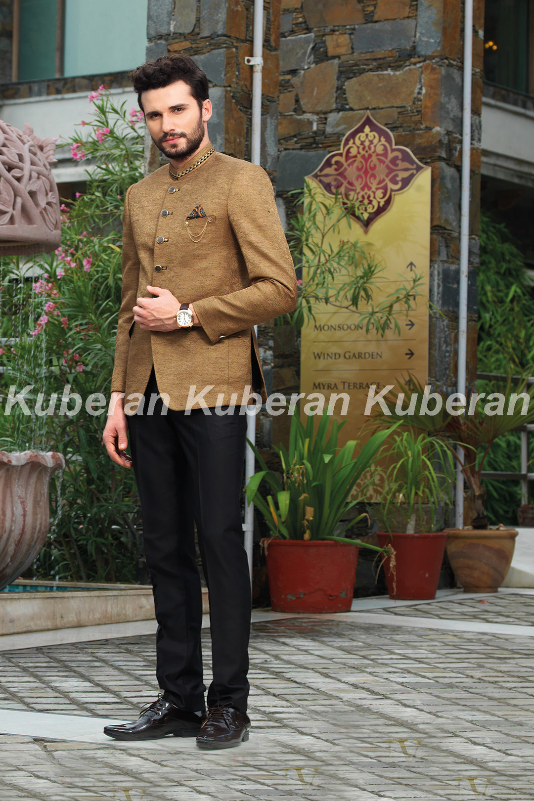 Beige Designer Men Suit 