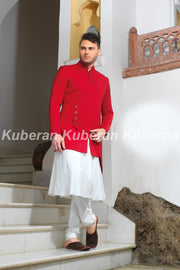 Kuberan White Red Sherwani