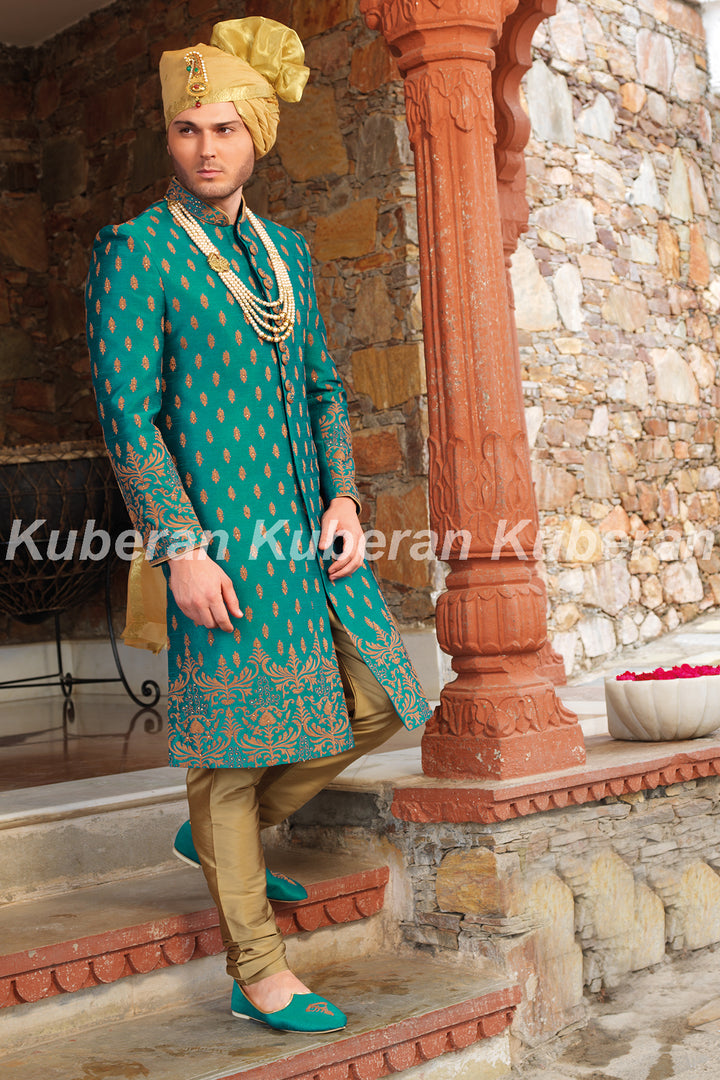 Kuberan Blue Beige Sherwani