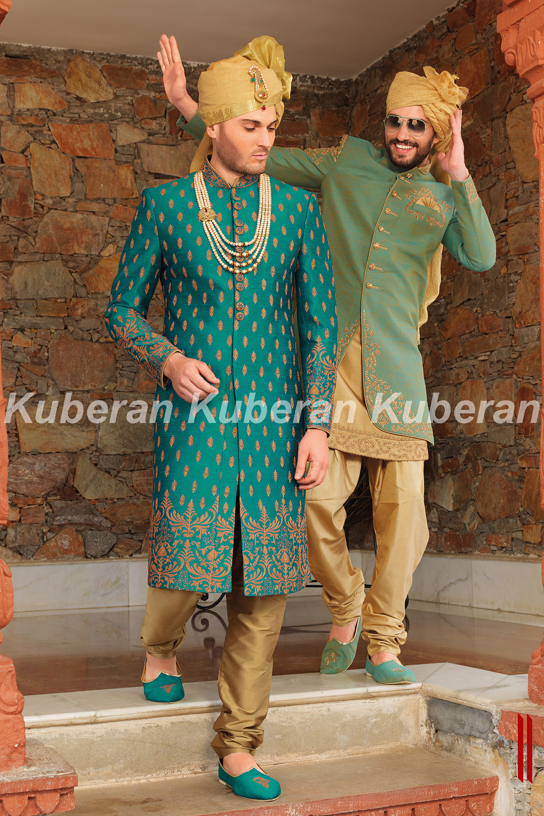Kuberan Blue Beige Sherwani
