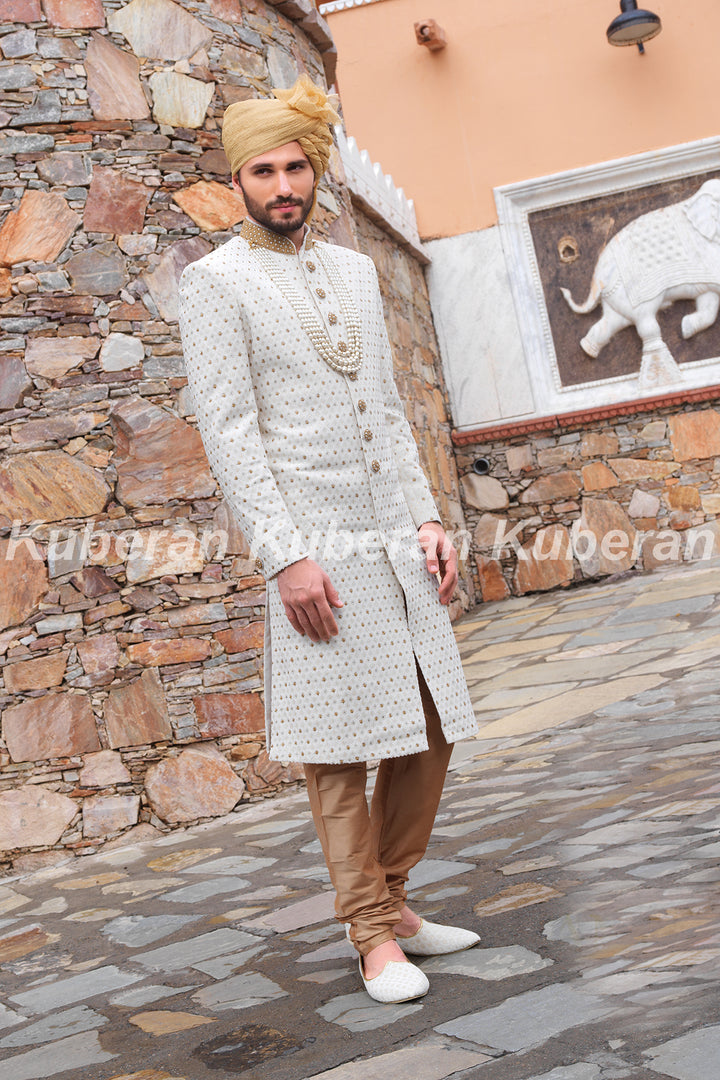 Kuberan White Beige Sherwani
