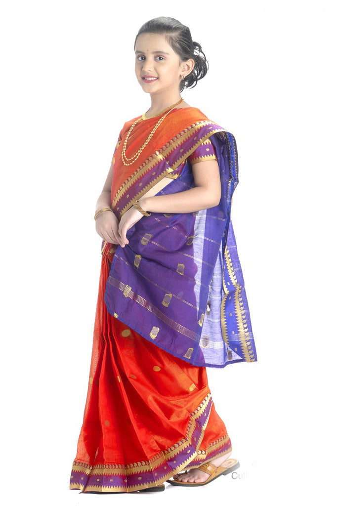 Buy Shrithi Fashion Fab Kids Shimmer Kali Sarees Party Wine with Unstitched  Blouse online